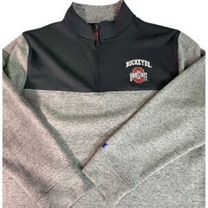 Ohio State Buckeyes Quarter Zip Pullover Sweatshirt Gray Men's Large Athletic